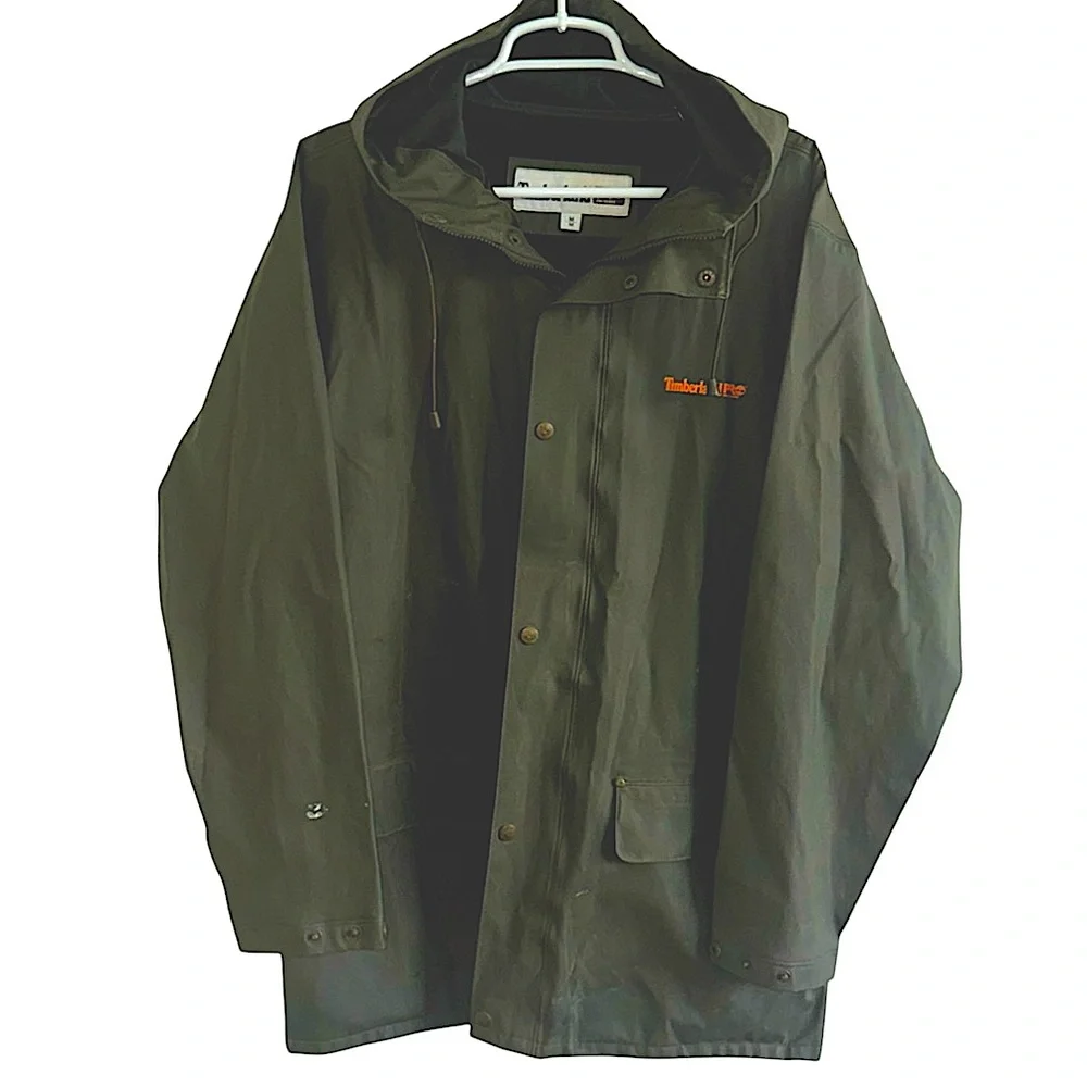 TIMBERLAND MENS PRO SERIES RAIN JACKET HOOD OLIVE GREEN PERFORMANCE OUTDOORS